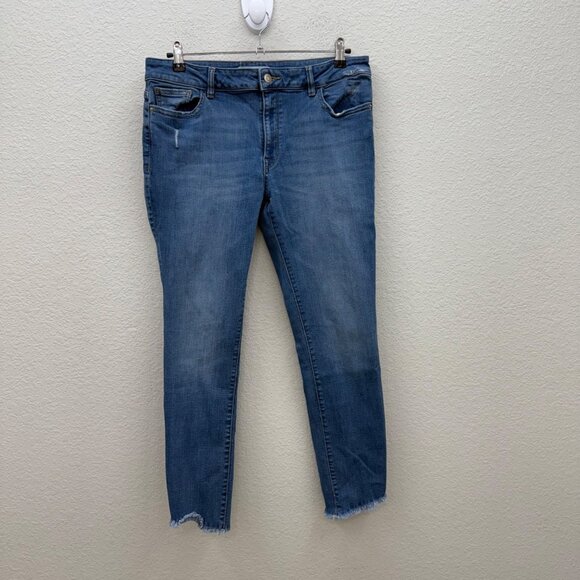DL1961 Margaux Ankle Skinny Stretch Denim Raw Hem Blue Jeans Womens size 31 - Picture 1 of 13